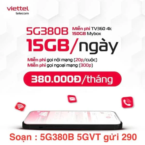 đăng ký gói cước 5G380B