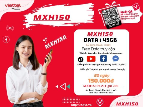 Đăng ký gói MXH150 Viettel