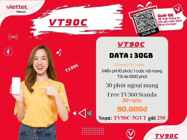 đăng ký gói TV90C của Viettel